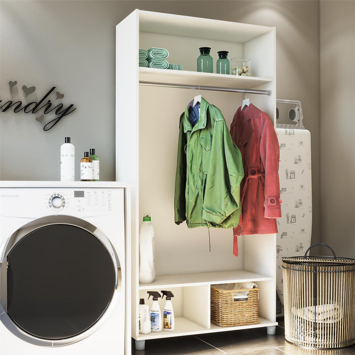 Mudroom storage cabinet with adjustable shelving -  White