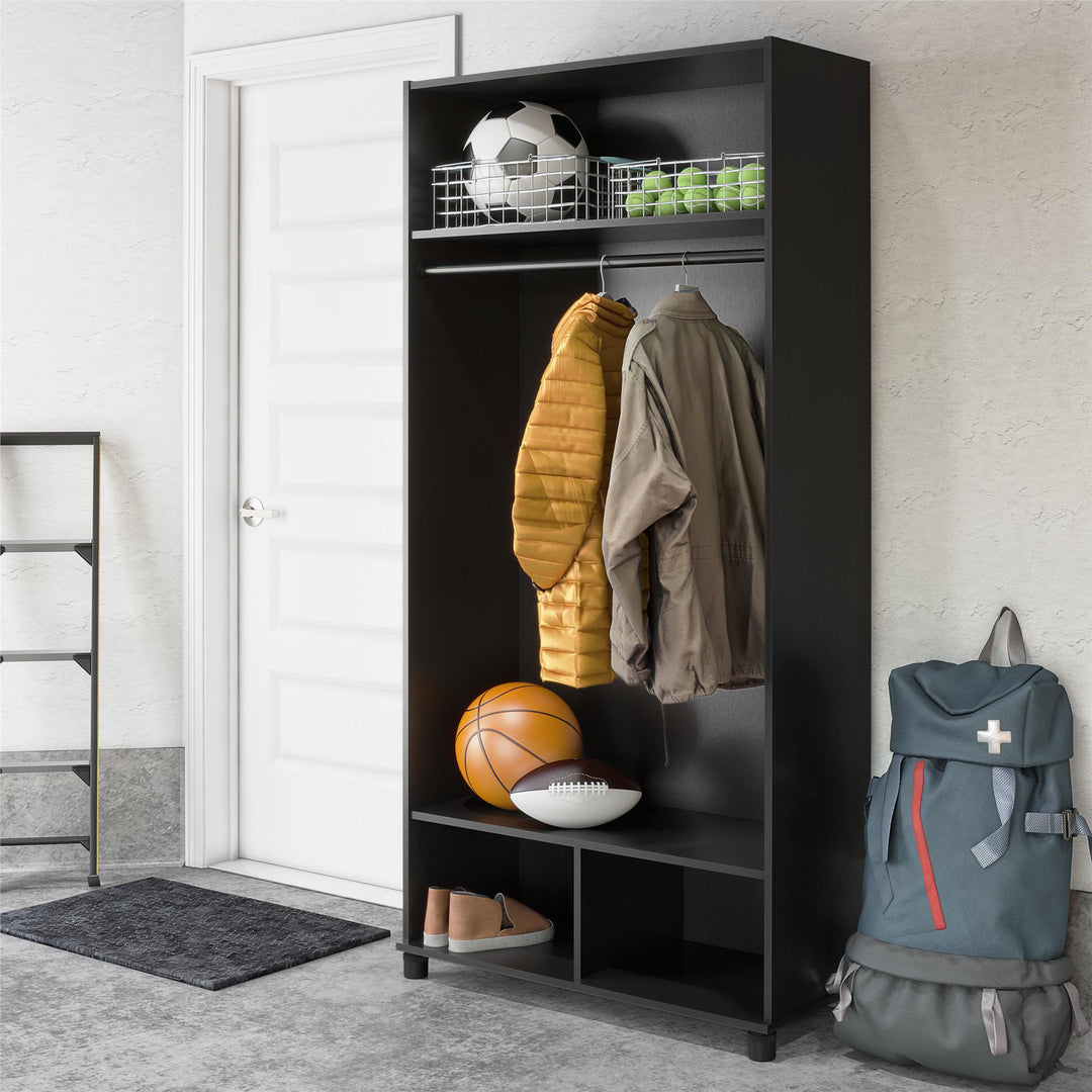 Elegant and modern Basin mudroom storage cabinet -  Black