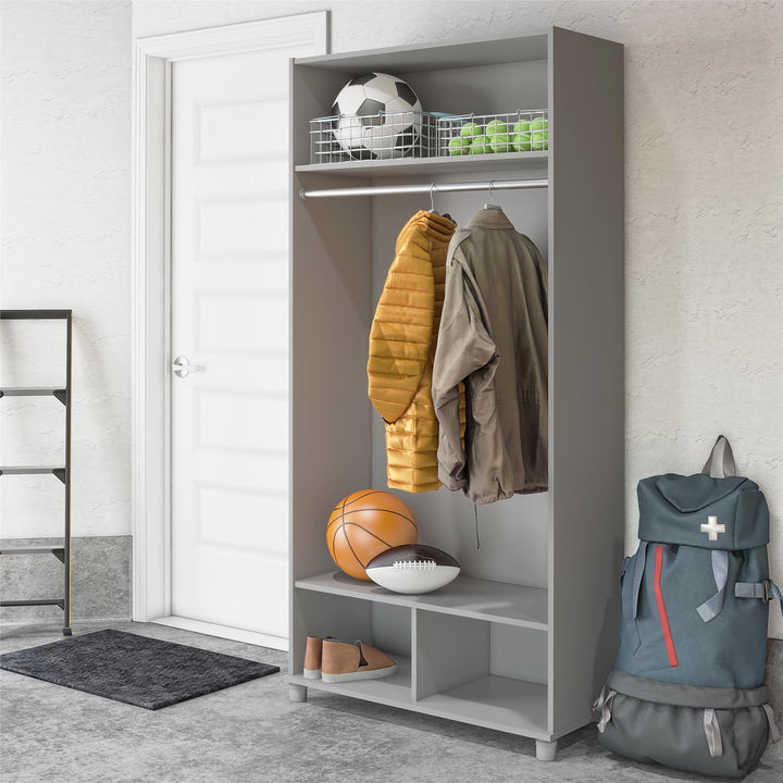 Modern design storage cabinet for mudroom -  Dove Gray