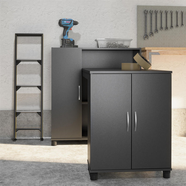 craft storage cabinet with table - black