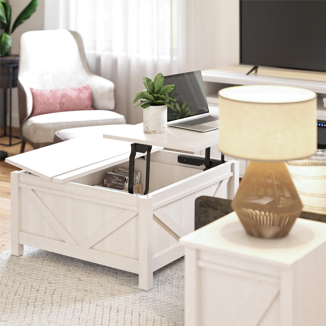 Coffee Table with Hidden Storage -  Ivory Pine