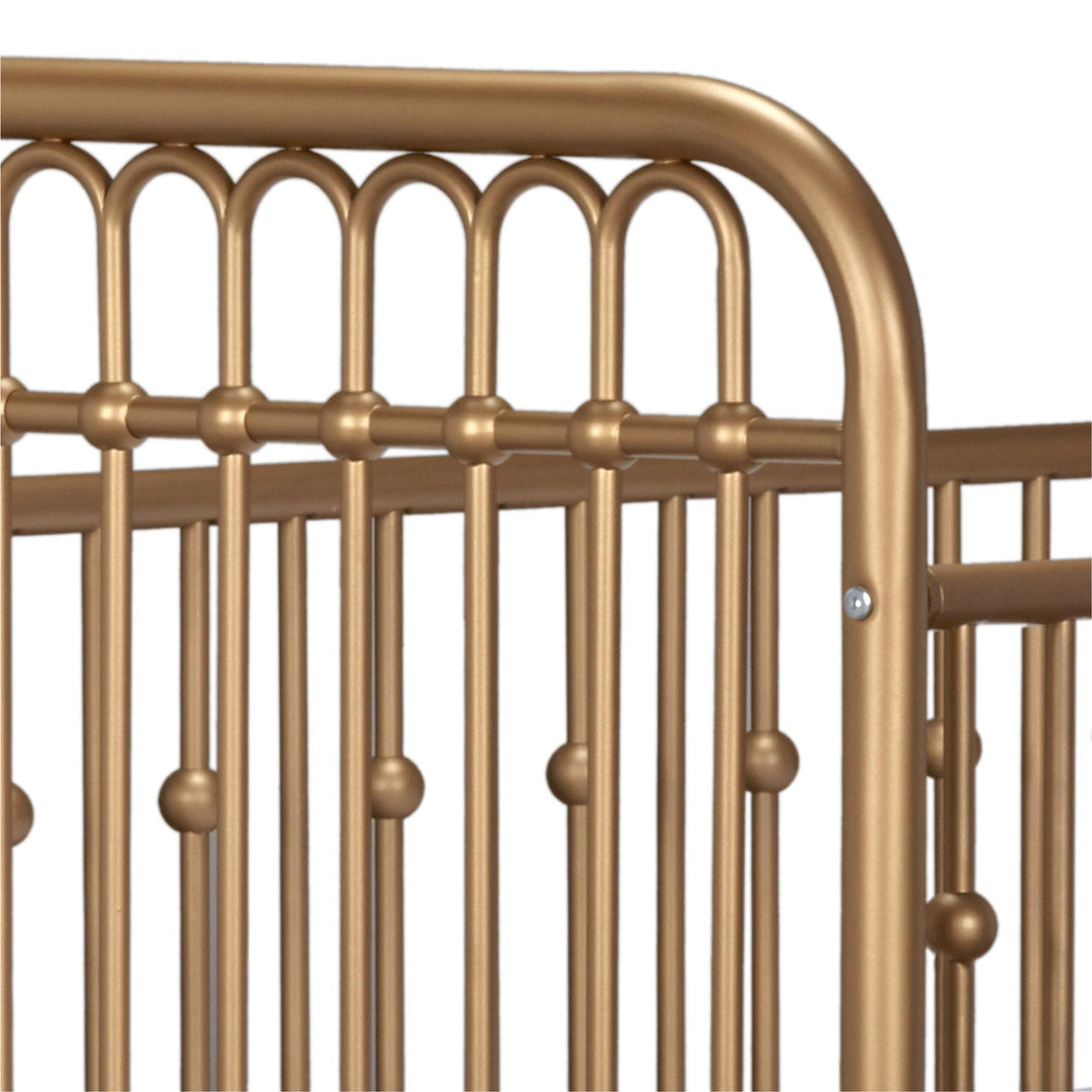 Modern Metal Crib with 3 Height Adjustments -  Gold