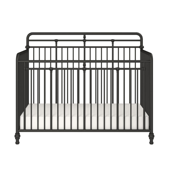Monarch Hill Hawken 3 in 1 Convertible Metal Crib Adjusts to 3 Heights - Black