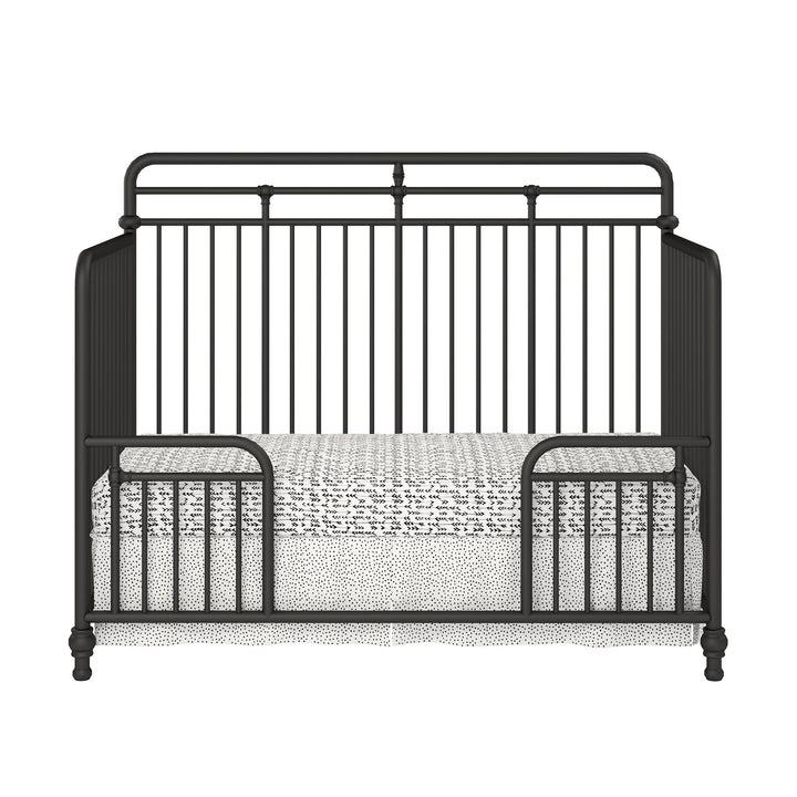 Monarch Hill Hawken 3 in 1 Convertible Metal Crib Adjusts to 3 Heights - Black