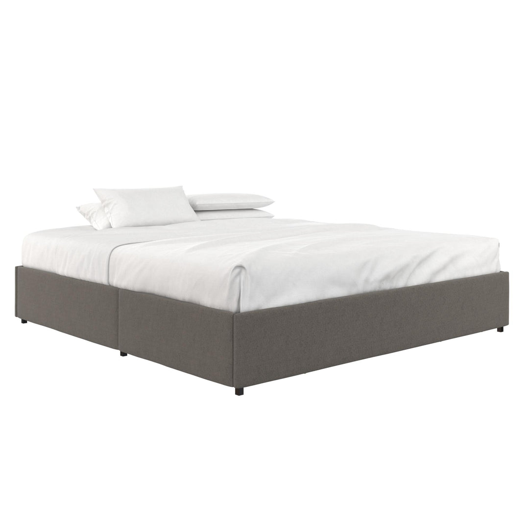 Maven Platform Bed with 2 Storage Drawers - Grey Linen - King