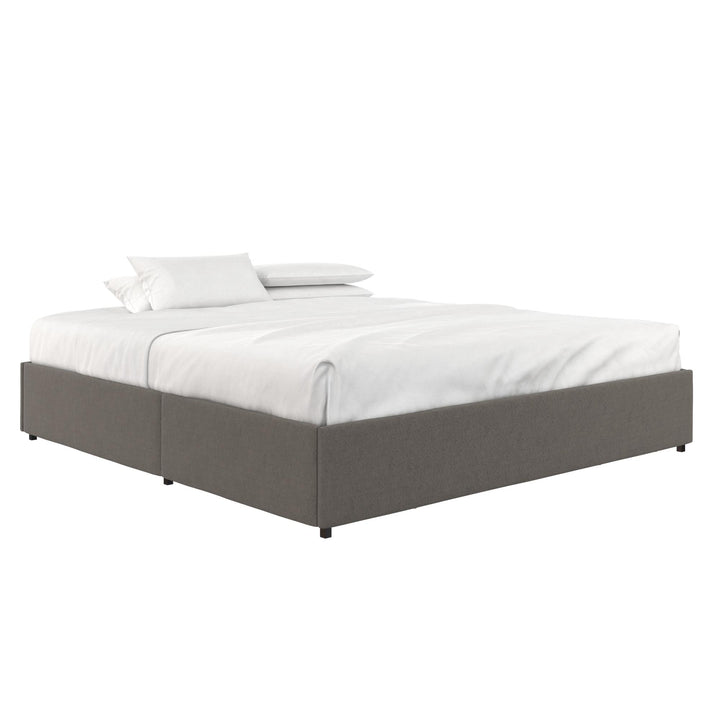 Maven Platform Bed with 2 Storage Drawers - Grey Linen - King