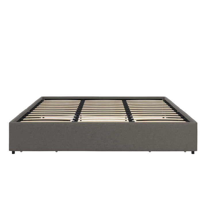 Maven Platform Bed with 2 Storage Drawers - Grey Linen - King