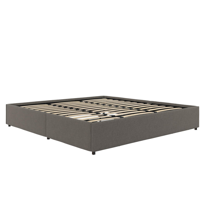 Maven Platform Bed with 2 Storage Drawers - Grey Linen - King