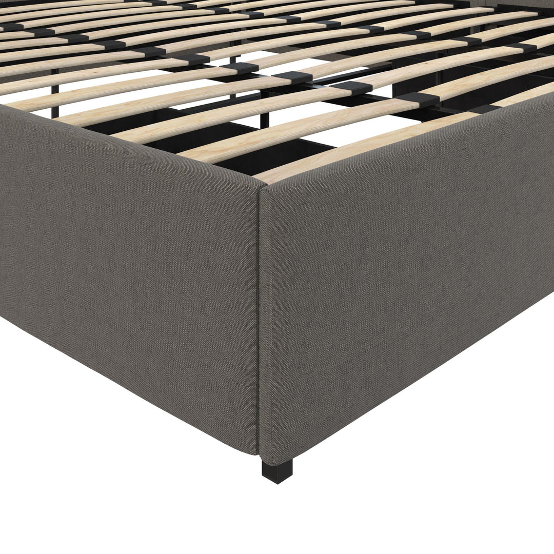 Maven Platform Bed with 2 Storage Drawers - Grey Linen - King