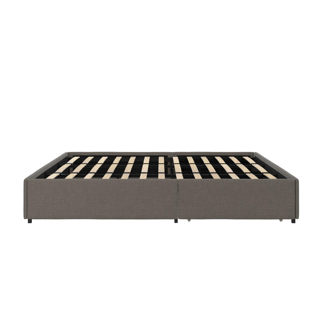 Maven Platform Bed with 2 Storage Drawers - Grey Linen - King