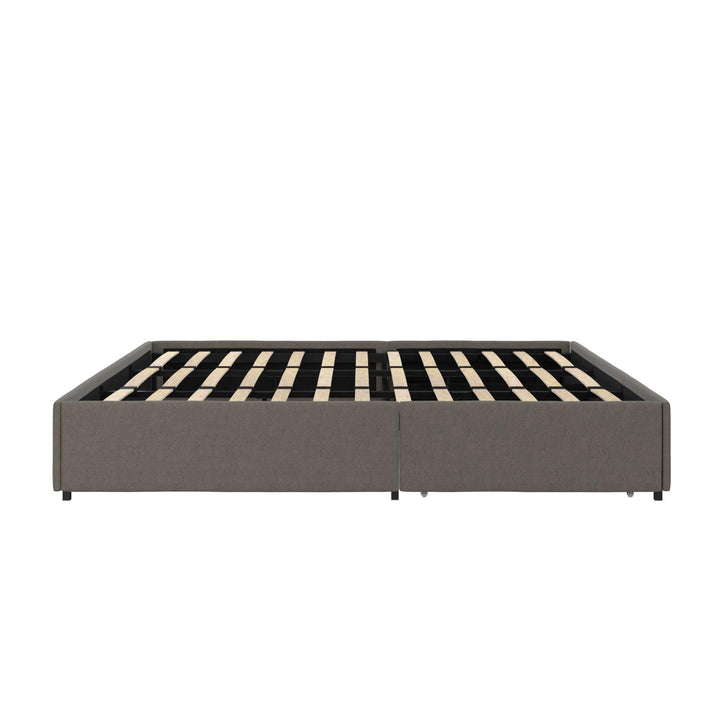Maven Platform Bed with 2 Storage Drawers - Grey Linen - King