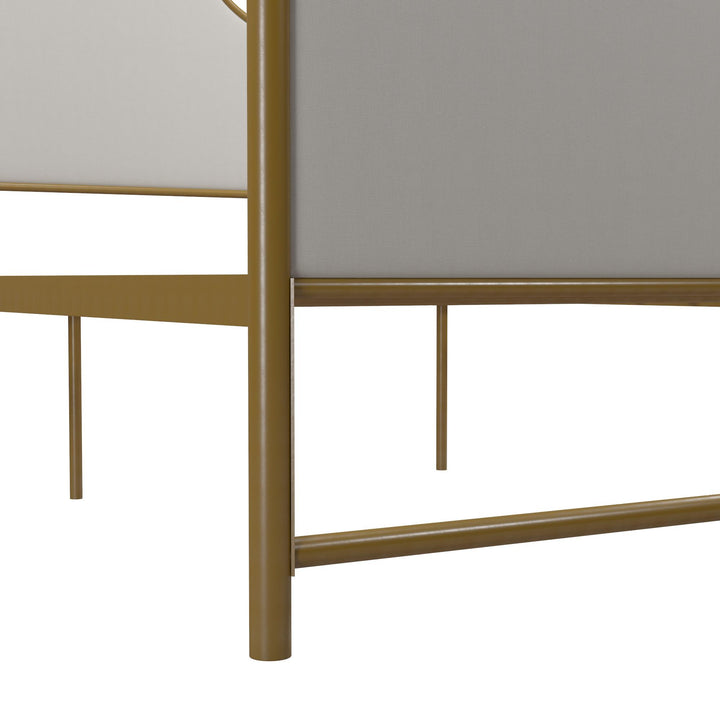 Monarch Hill Clementine Canopy Bed with Linen Headboard and Footboard - Gold - Twin