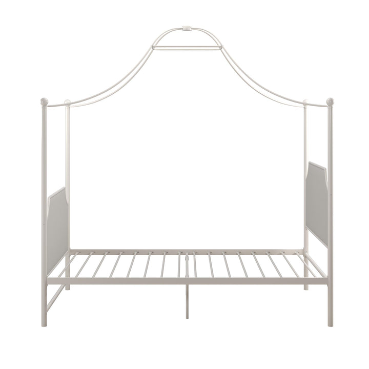 Monarch Hill Clementine Canopy Bed with Linen Headboard and Footboard  -  White  -  Twin