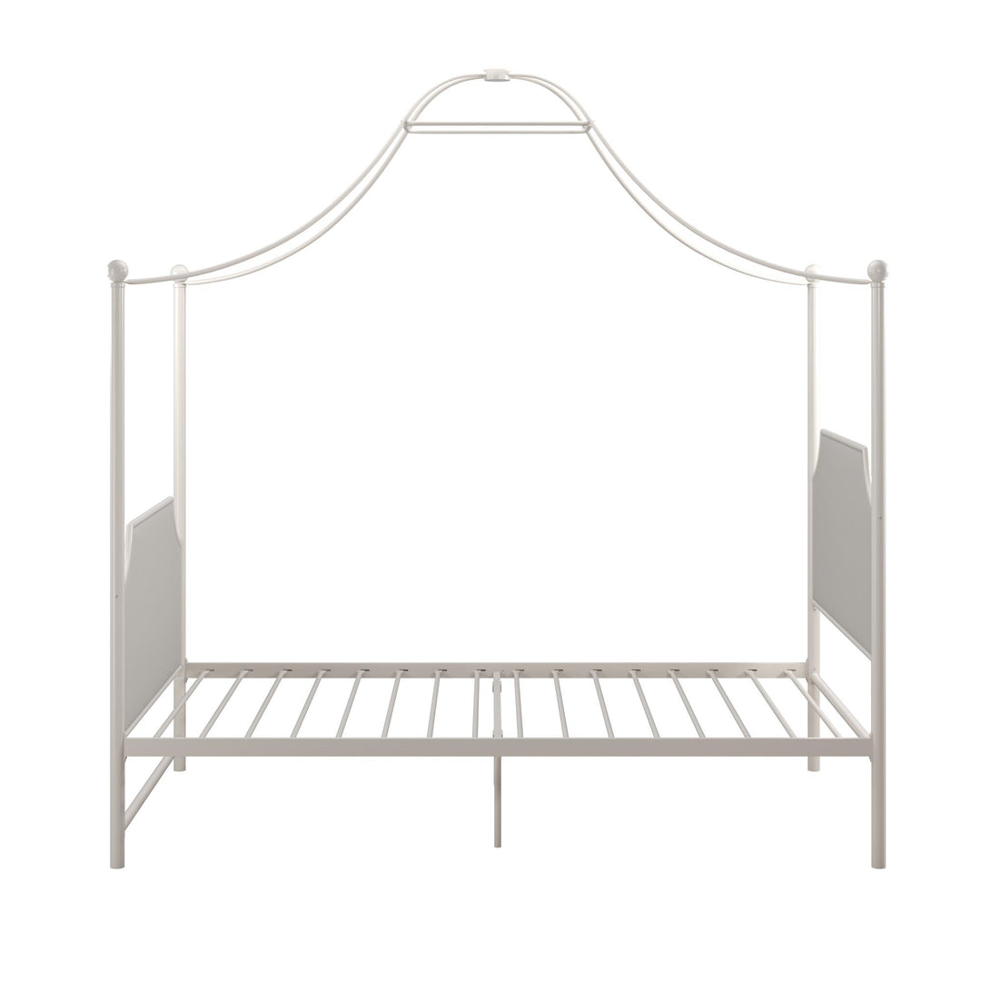 Monarch Hill Clementine Canopy Bed with Linen Headboard and Footboard - Off White - Twin