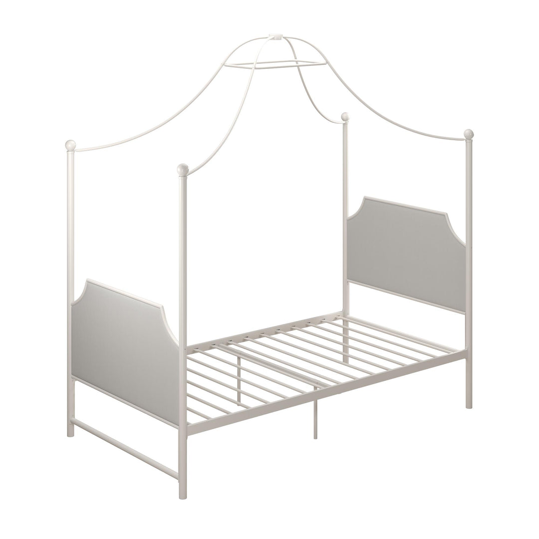 Monarch Hill Clementine Canopy Bed with Linen Headboard and Footboard - Off White - Twin