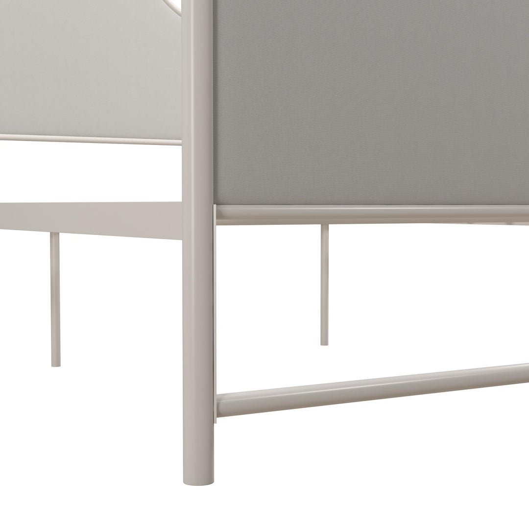 Monarch Hill Clementine Canopy Bed with Linen Headboard and Footboard - Off White - Twin