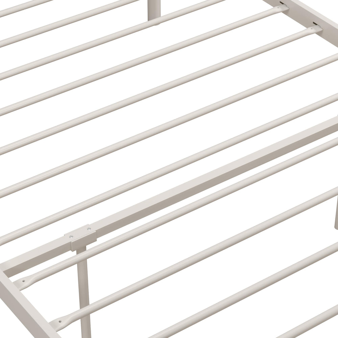 Monarch Hill Clementine Canopy Bed with Linen Headboard and Footboard - Off White - Twin