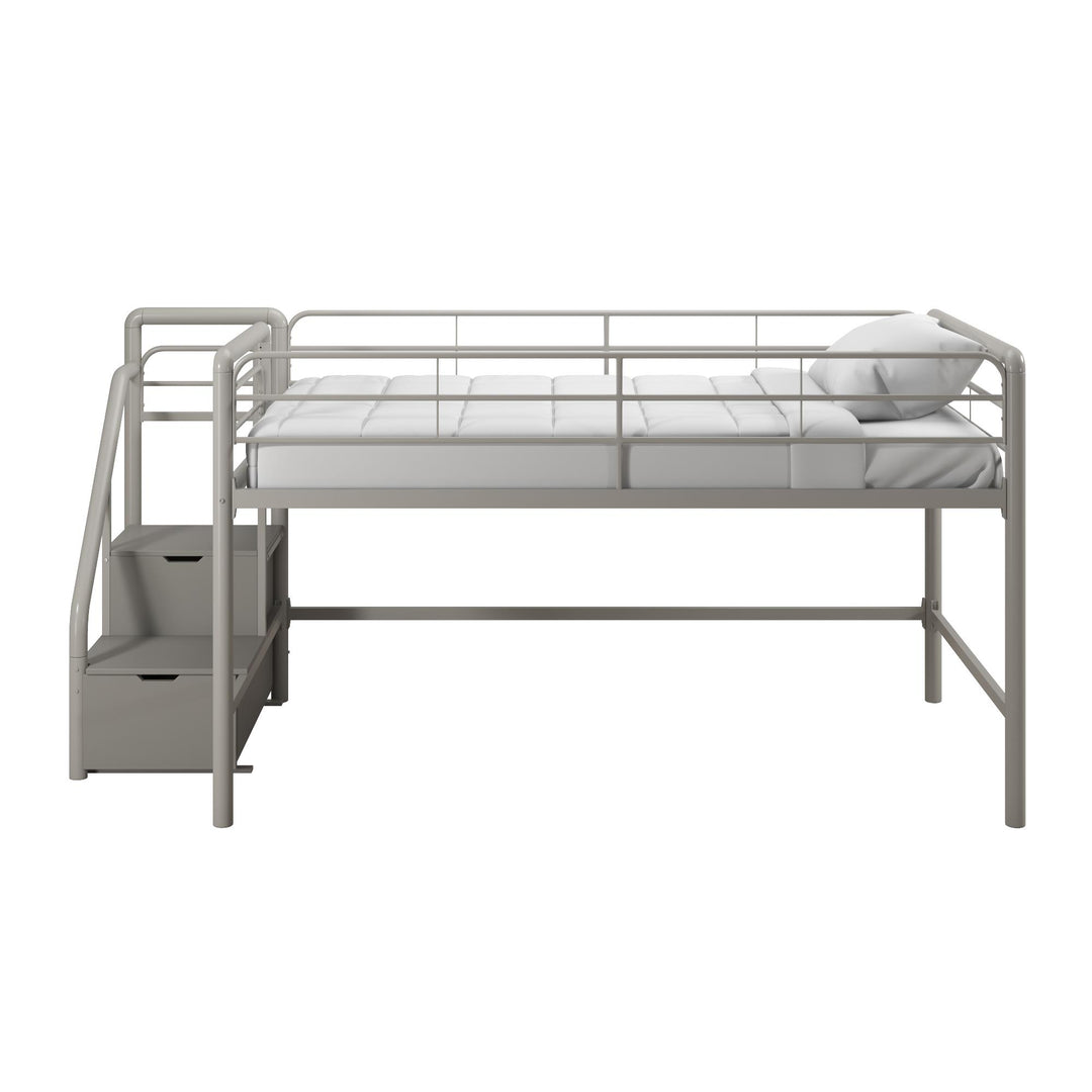 Low-Height Loft Bed with Sol Junior Design -  Silver / grey  -  Twin