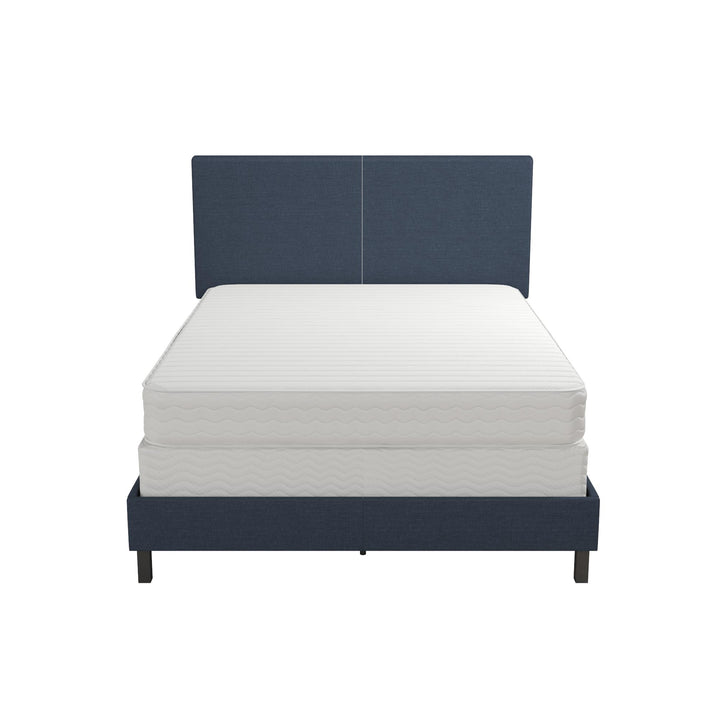 Sturdy Wood and Metal Frame Bed -  Navy  -  Queen