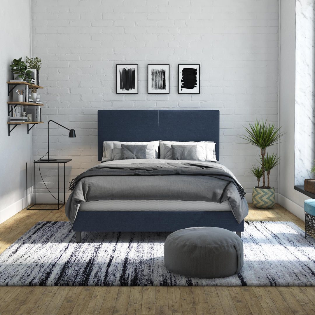 Janford Upholstered Bed -  Navy  -  Queen