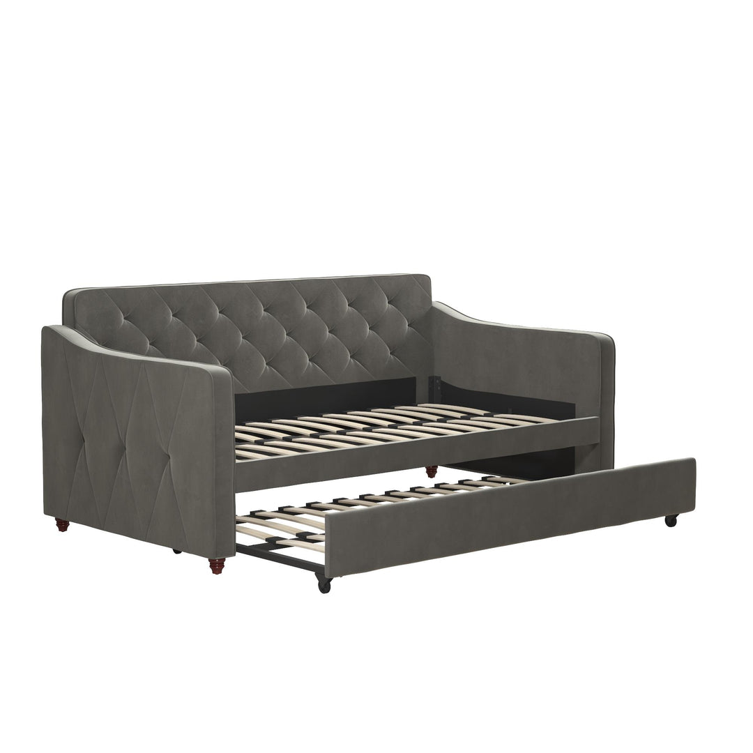 Functional and Stylish Vintage Upholstered Daybed with Trundle -  Grey 