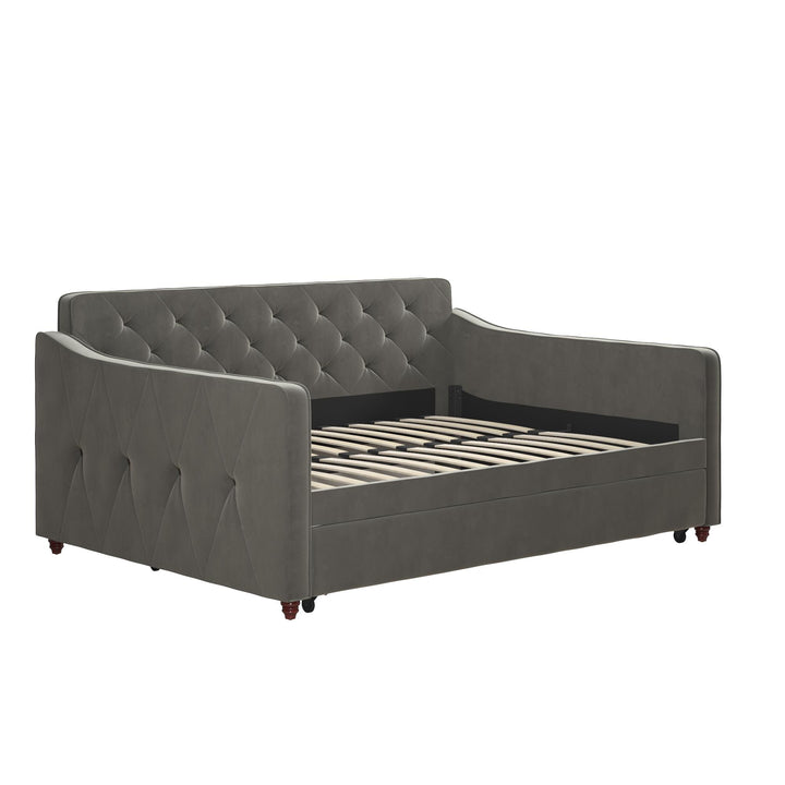Vintage Upholstered Daybed and Twin Trundle Set for Stylish Bedroom -  Grey 