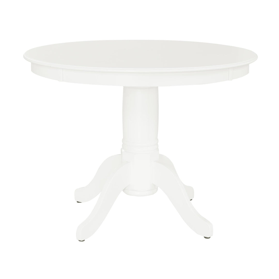 Traditional Pedestal Round Dining Table and Chairs Set Aubrey 5 Piece -  White