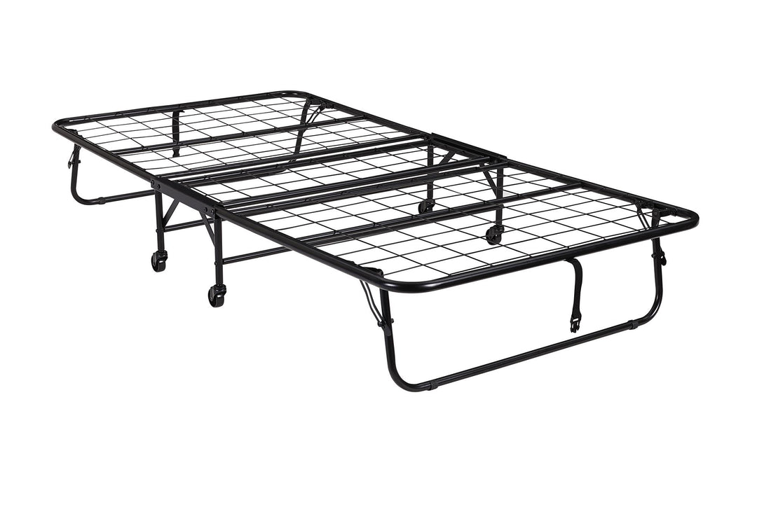Levy Folding Guest Bed Cot with Metal Frame and 5 Inch Mattress - Black - Twin