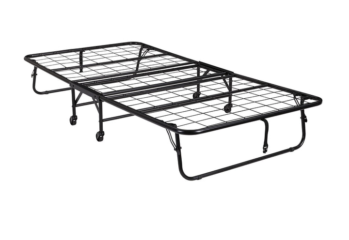 Levy Folding Guest Bed Cot with Metal Frame and 5 Inch Mattress - Black - Twin