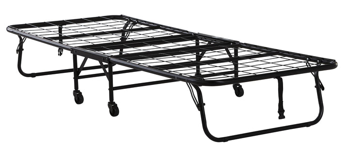 Levy Folding Guest Bed with Metal Frame and 4 Inch Mattress - Black - Twin