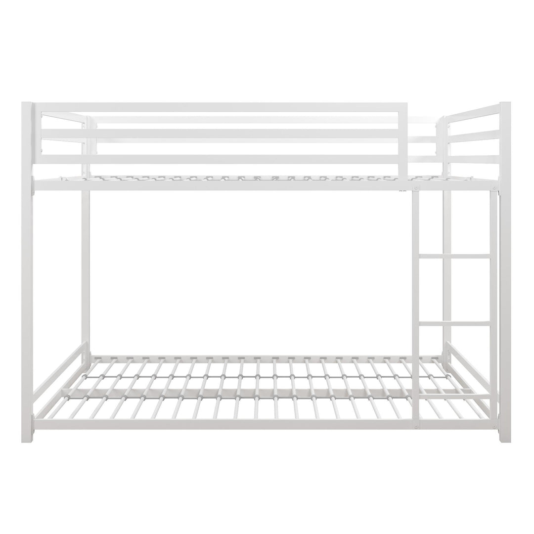 Full Metal Bunk Bed with Miles Design and Ladder -  White  - Full-Over-Full