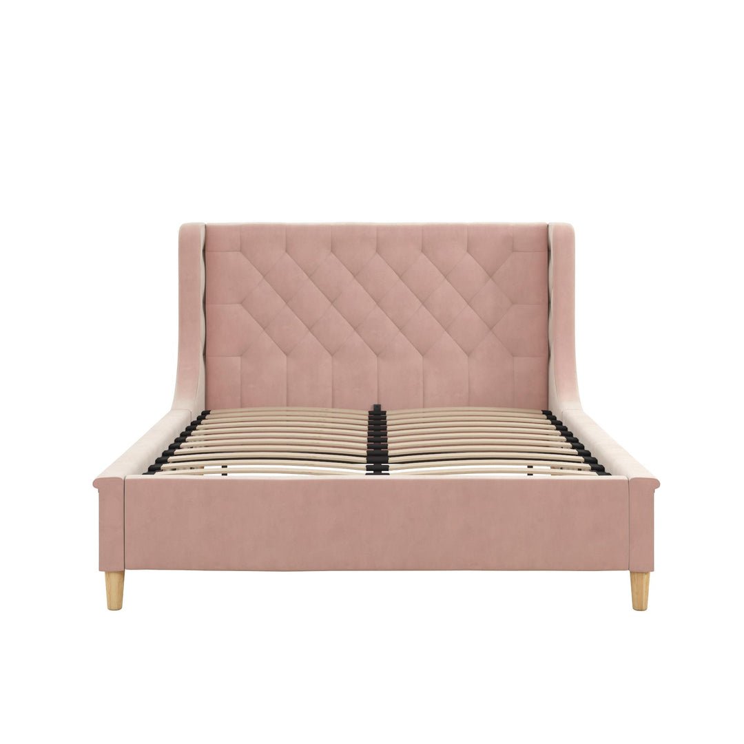 Monarch Hill Ambrosia Upholstered Bed with Diamond Tufted Headboard   -  Pink  -  Full
