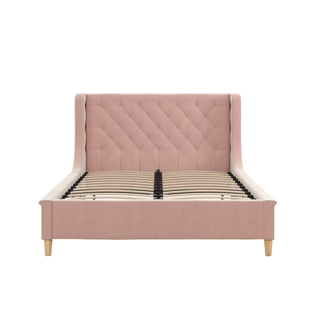 Monarch Hill Ambrosia Upholstered Bed with Diamond Tufted Headboard - Pink - Full