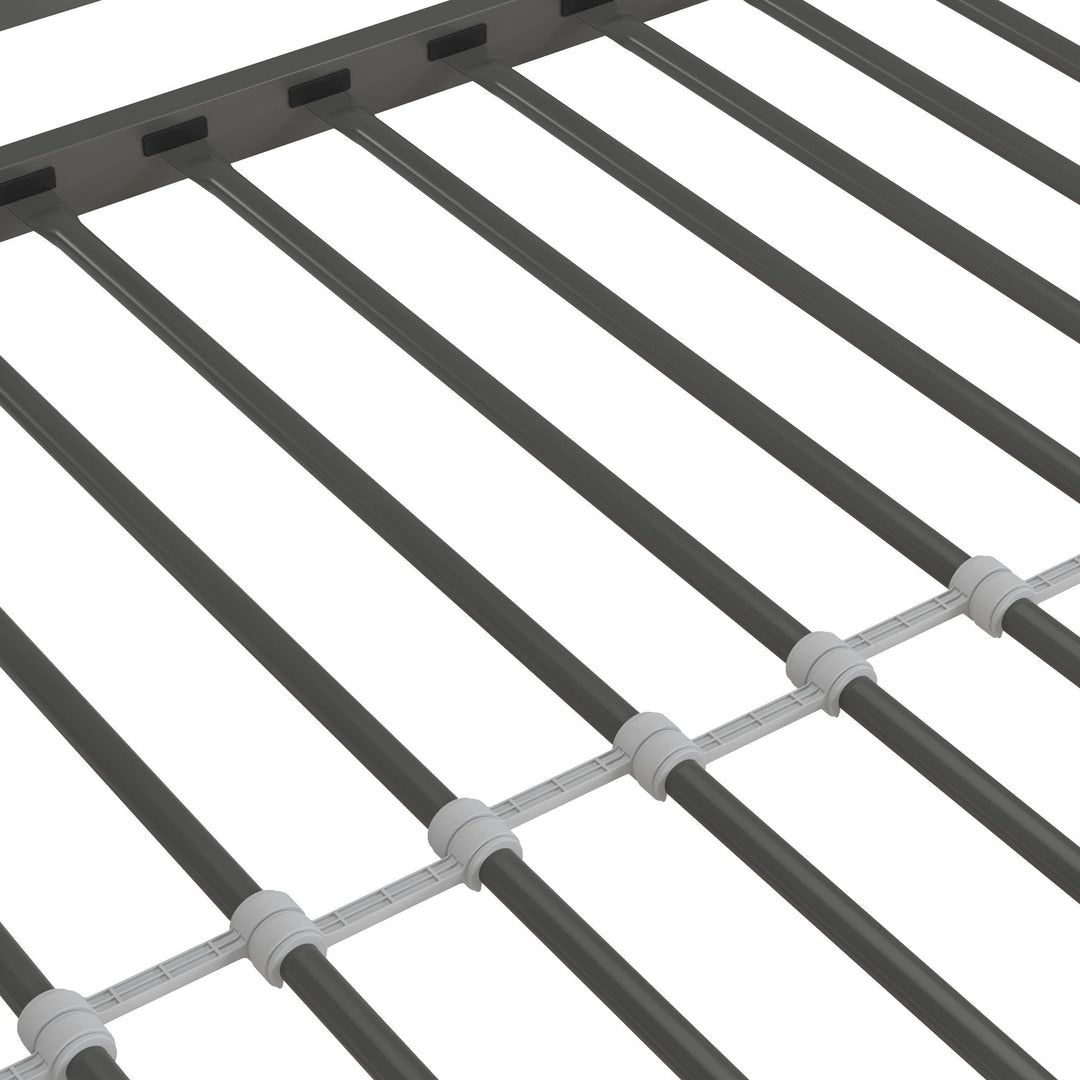 Nova Metal Loft Bed with Desk, 3 Shelves, Ladder and Full-Length Guardrails - Gray - Twin
