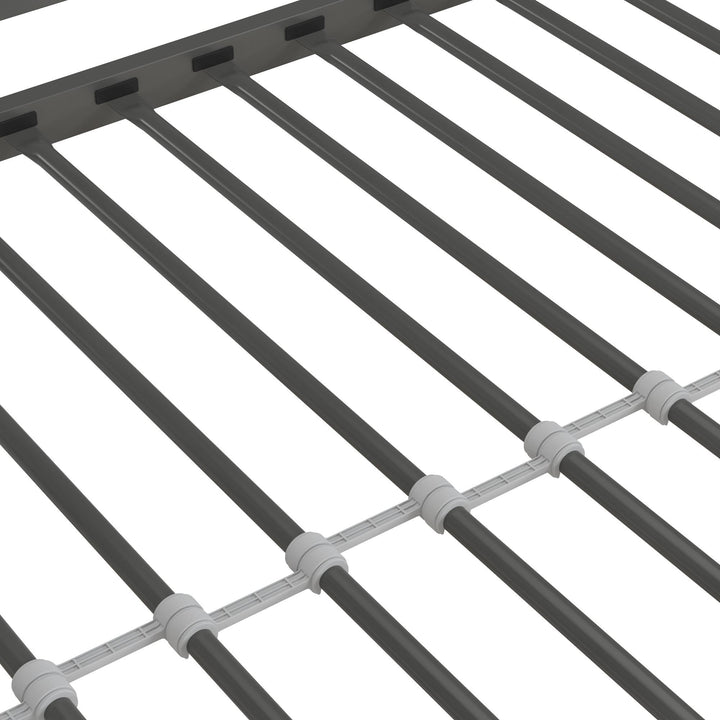 Nova Metal Loft Bed with Desk, 3 Shelves, Ladder and Full-Length Guardrails - Gray - Twin