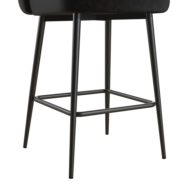 Elegant Alexi upholstered counter stool -  Black