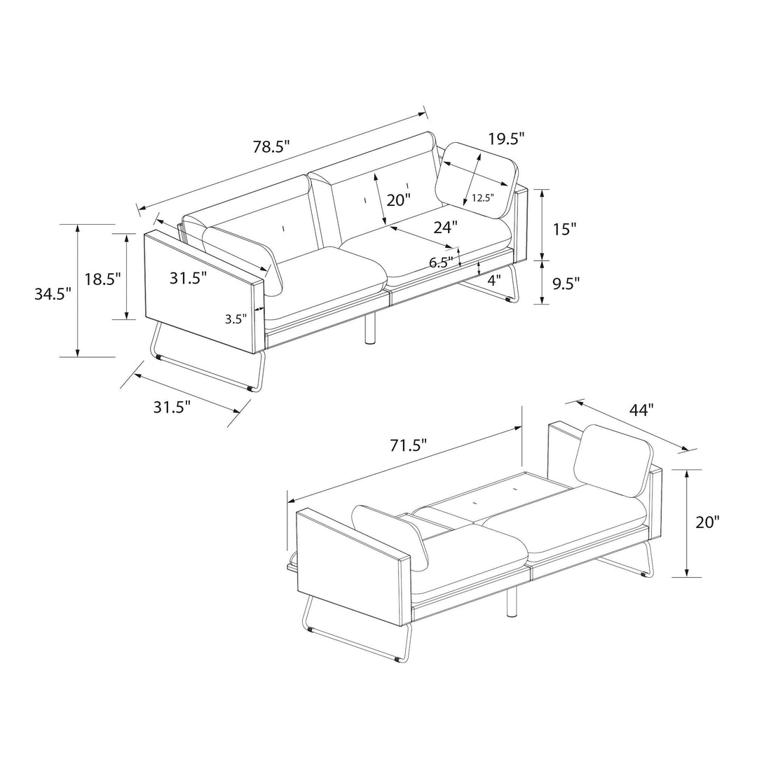 Neely Futon with Bolster Pillows - Mustard