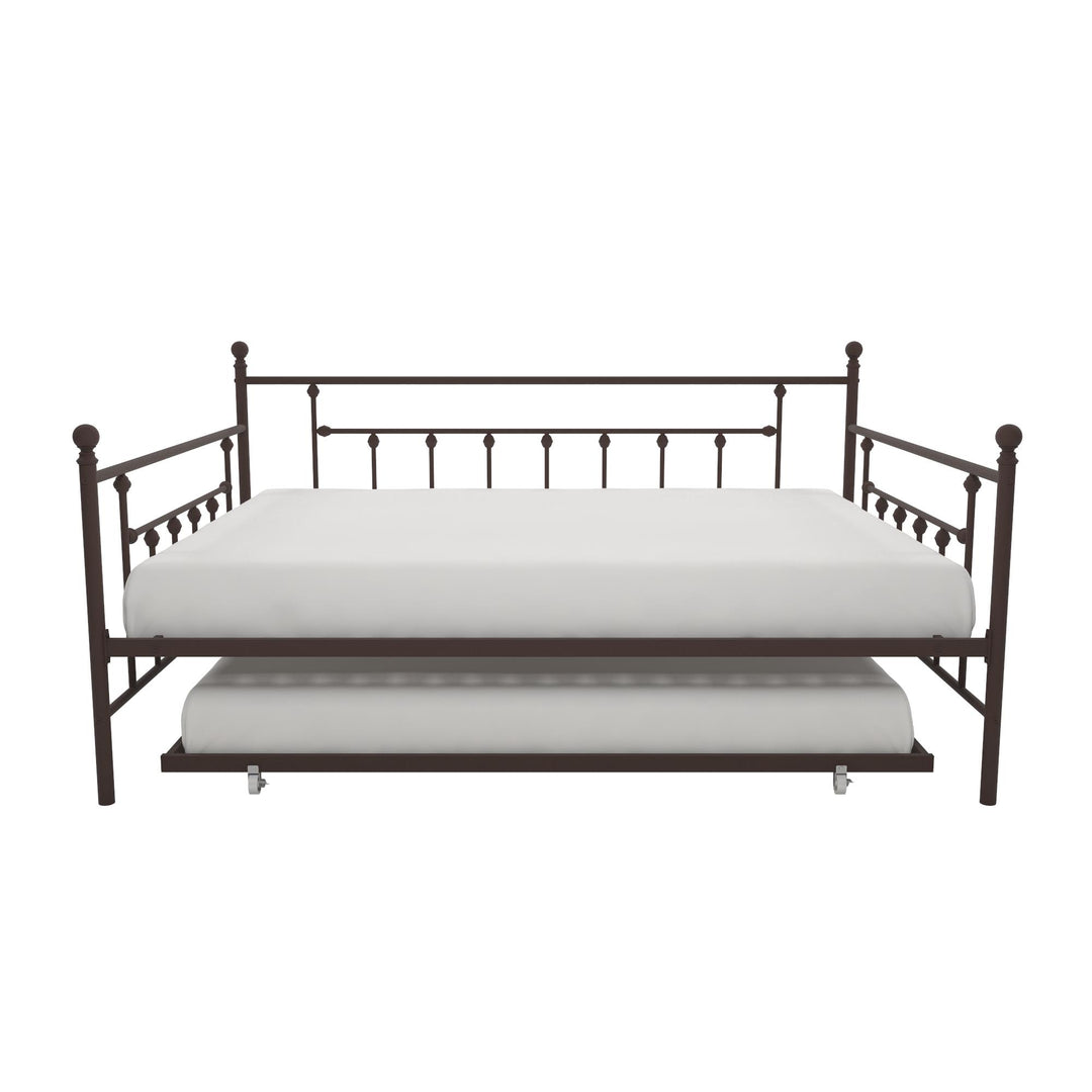 Manila Metal Daybed and Trundle Set with Sturdy Metal Frame and Slats - Bronze - Queen