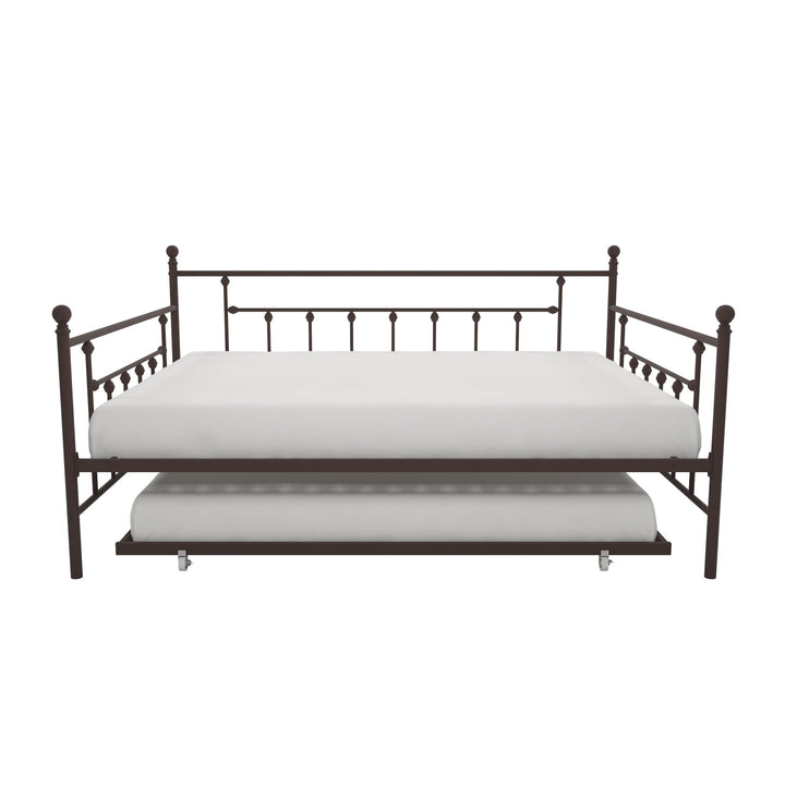 Manila Metal Daybed and Trundle Set with Sturdy Metal Frame and Slats - Bronze - Queen