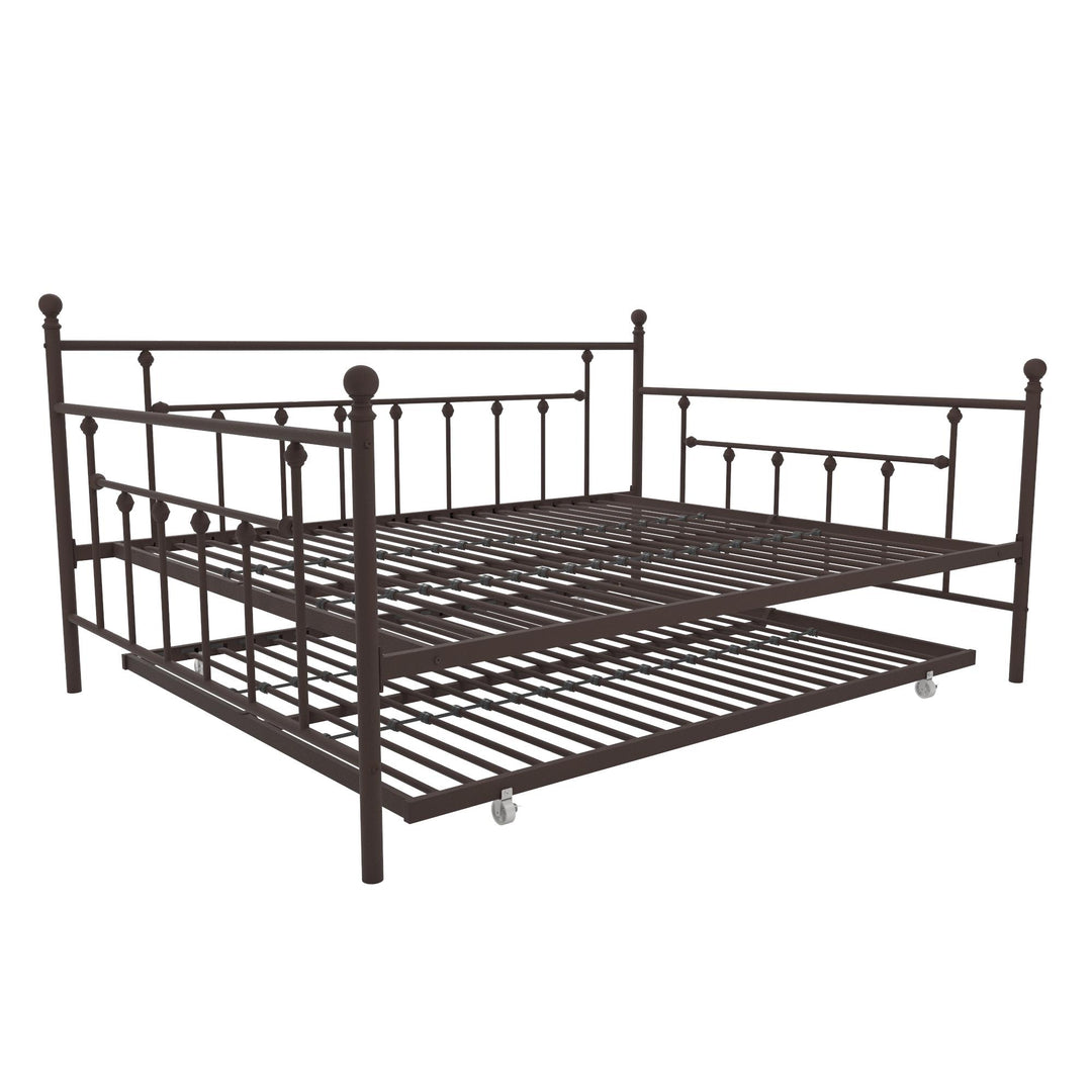 Manila Metal Daybed and Trundle Set with Sturdy Metal Frame and Slats - Bronze - Queen