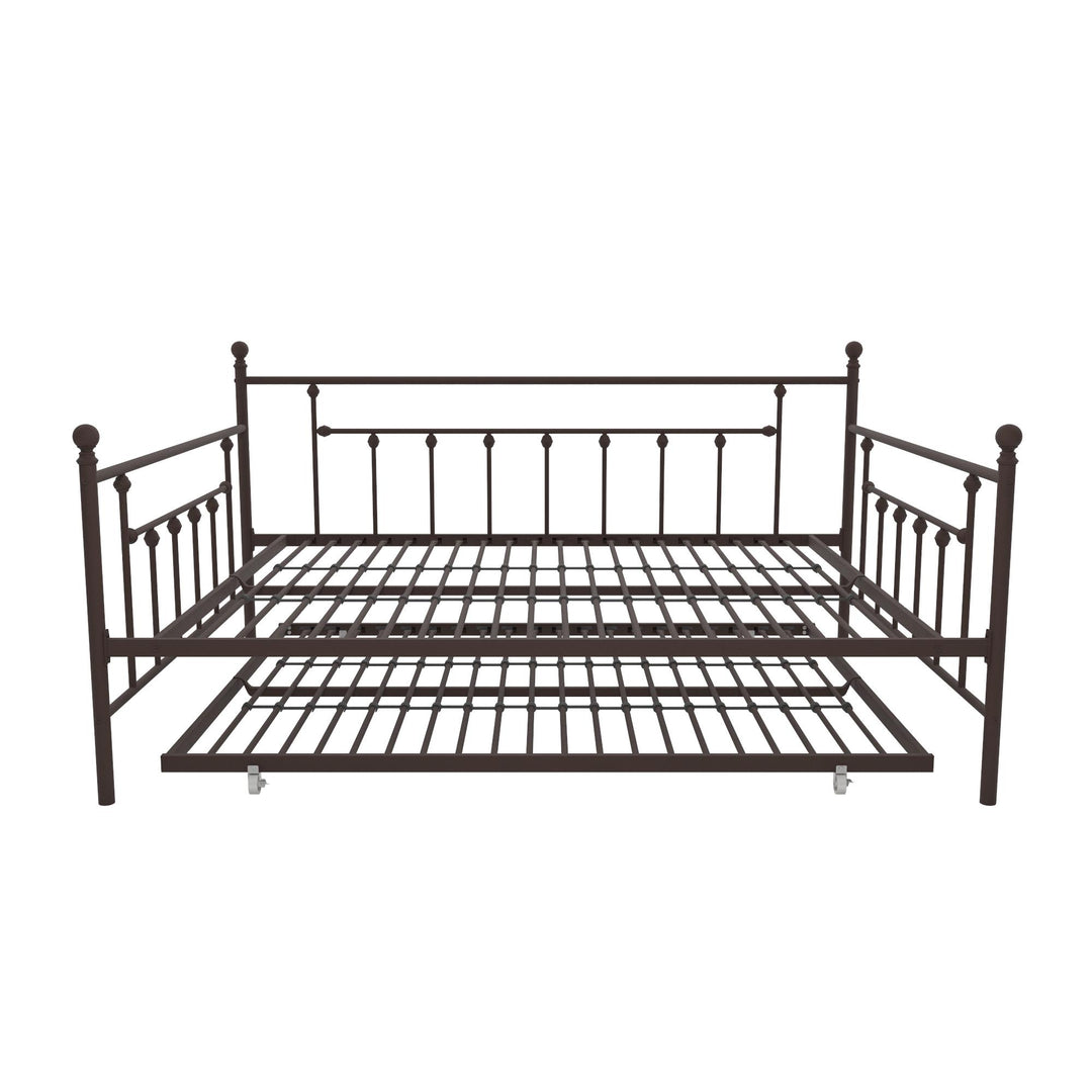 Manila Metal Daybed and Trundle Set with Sturdy Metal Frame and Slats - Bronze - Queen