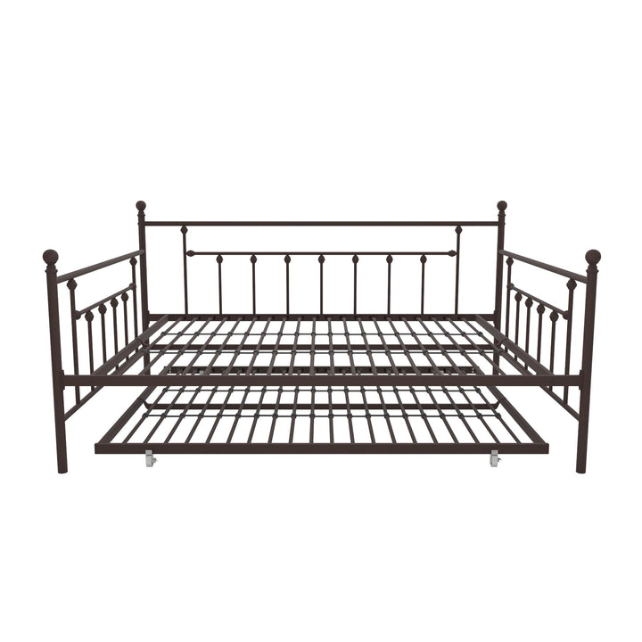 Manila Metal Daybed and Trundle Set with Sturdy Metal Frame and Slats - Bronze - Queen