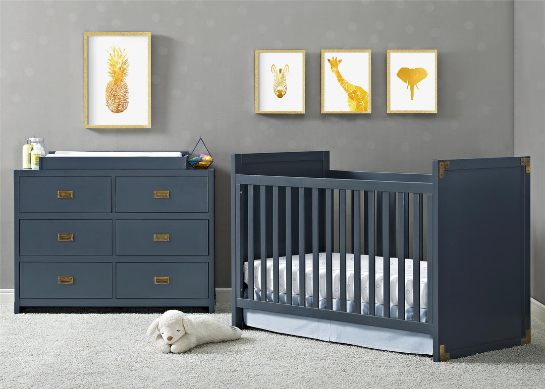 Miles 2 in 1 Convertible Crib 4 Adjustable Mattress Positions -  Graphite Blue