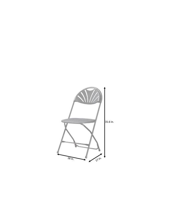 Commercial Fan Back Plastic Folding Stacking Chairs, Set of 8 - Black - 8-Pack