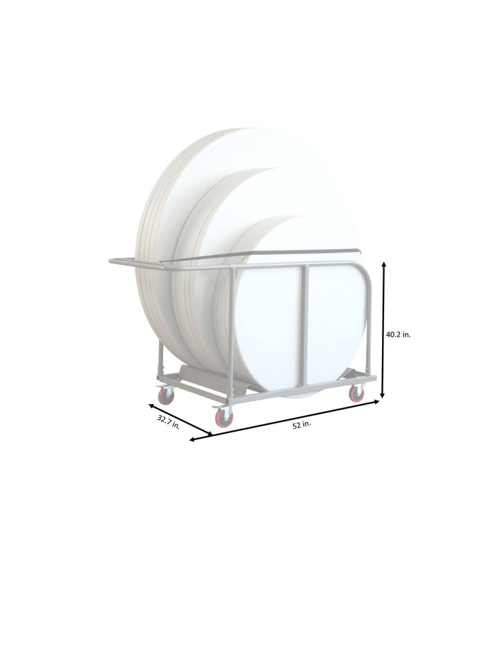 Heavy Duty Round Table Trolley with Handle -  Gray