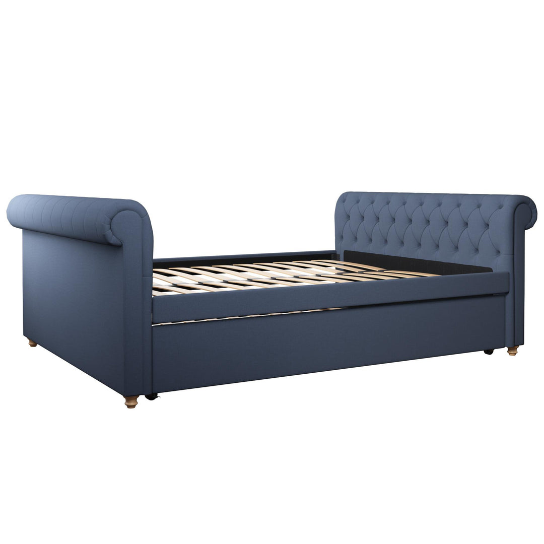 Upholstered Sophia Daybed with Trundle -  Navy  -  Queen