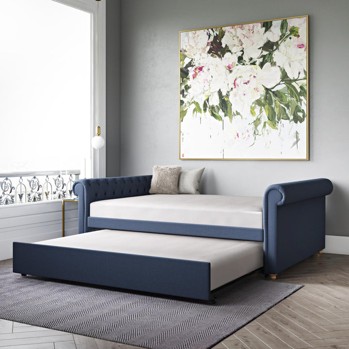 Backless Daybed and Trundle Set -  Navy  -  Queen