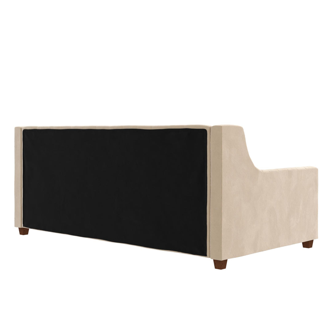 Jordyn Upholstered Daybed with Velvet Fabric and Diamond Tufted Detail  -  Ivory  -  Twin