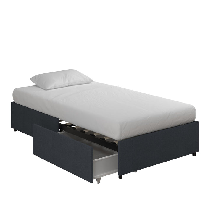 platform queen bed with drawers - Blue - Twin Size