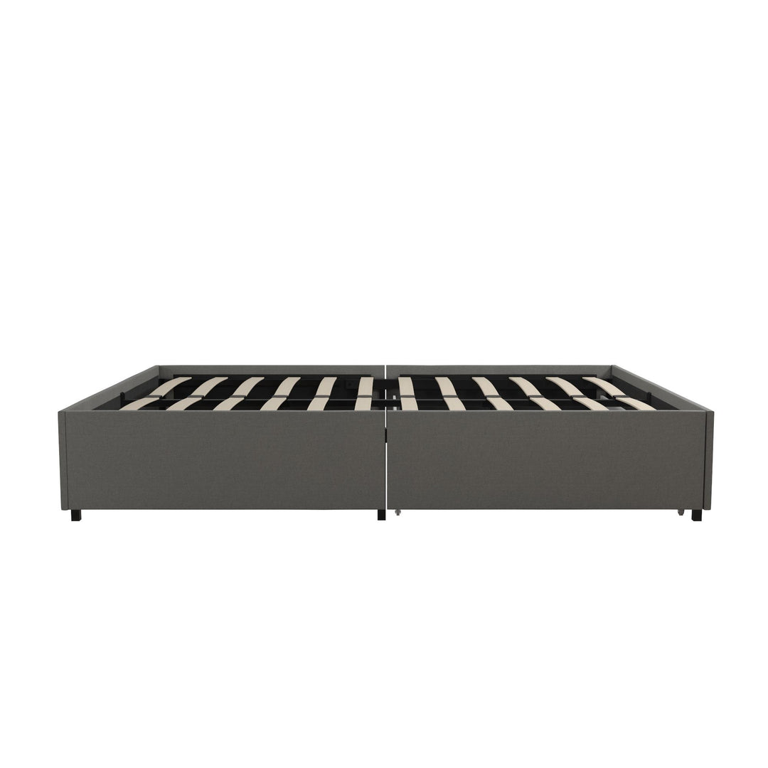wooden platform bed with drawers - Gray - Queen Size